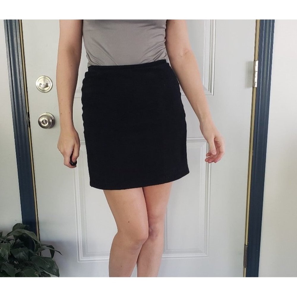 90s Black Suede Miniskirt